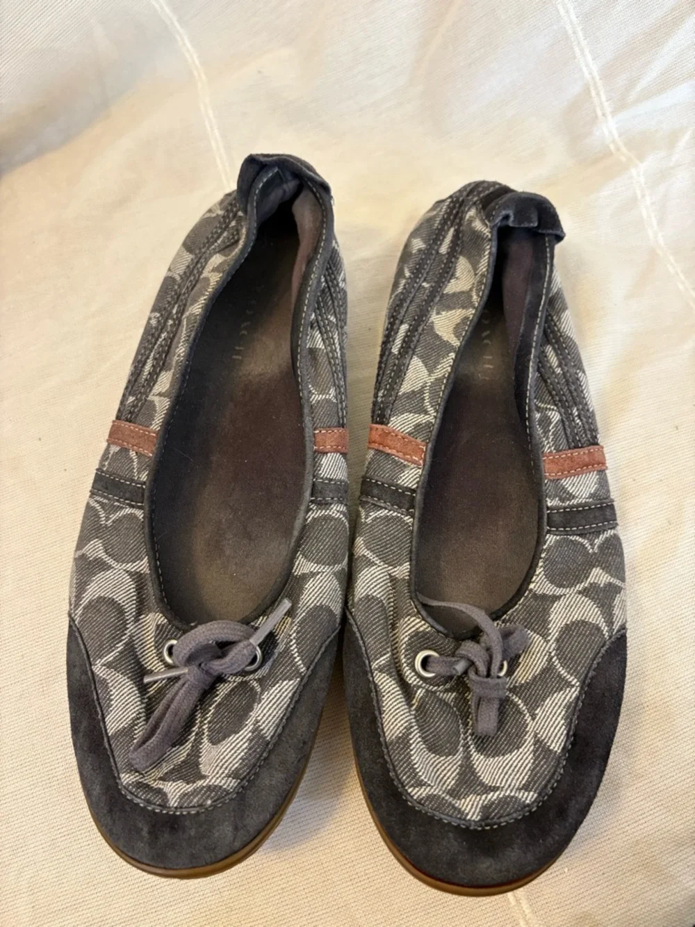 Coach Women's Canvas Leather Signature Slip-On Ballet Flats Blue Size 9 - Picture 4 of 6